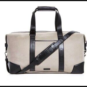 $475 NEW URI MINKOFF Waverley Weekender Taupe Black Bag Travel Canvas Leather